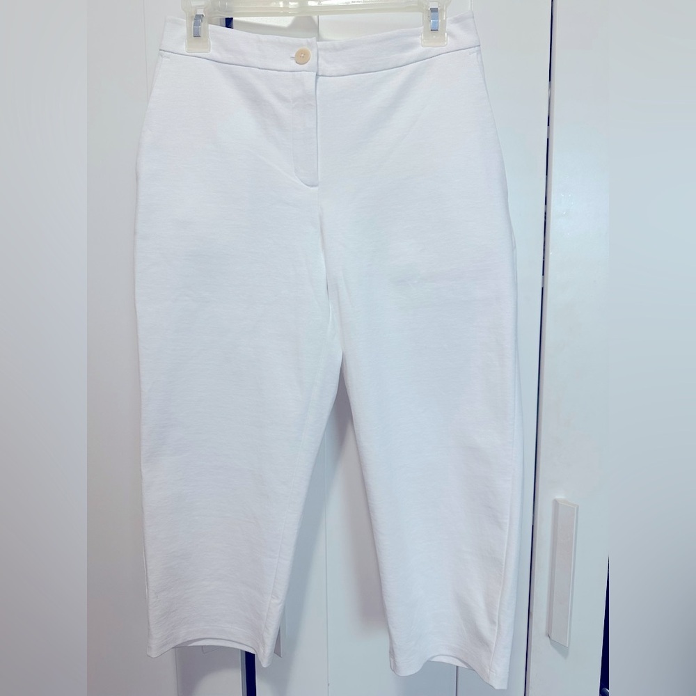 Eileen Fisher Petite Women's White Capri Pants Size PS/PP Organic Cotton